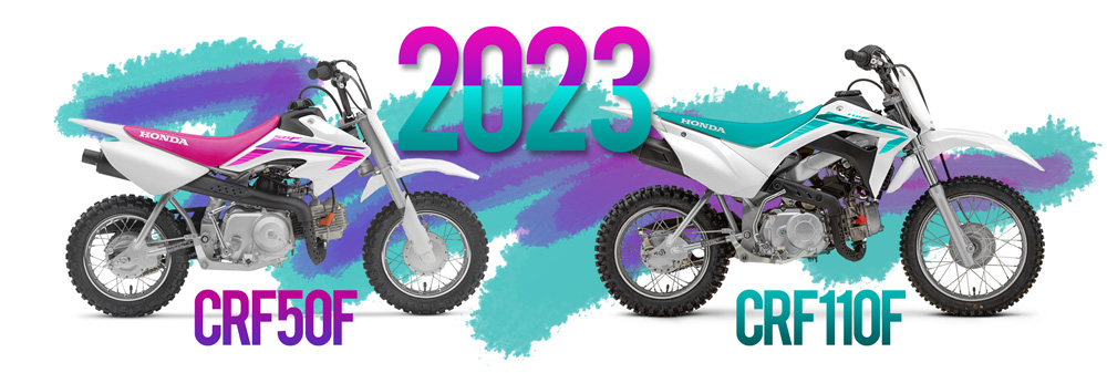 2023 Honda CRF50 and CRF110 in White